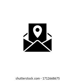 Invitation vector icon in black solid flat design icon isolated on white background
