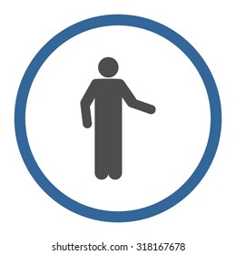 Invitation vector icon. This rounded flat symbol is drawn with cobalt and gray colors on a white background.