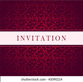 Invitation vector red ornament card