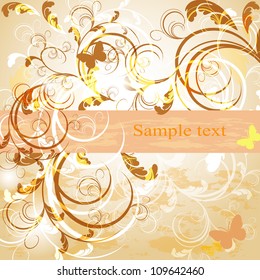 Invitation vintage card with abstract ornament with floral for retro design