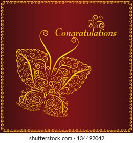 Invitation vintage card with floral elements.
