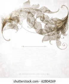 Invitation vintage card with floral ornament with flower for retro design.