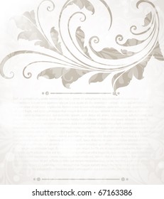 Invitation vintage card with floral ornament with flower for retro design.