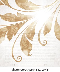 Invitation vintage card with floral ornament with flower for retro design.
