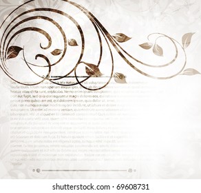 Invitation vintage card with floral ornament with flower for retro design.