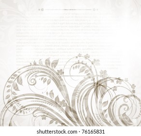 Invitation vintage card with floral ornament with flower for retro design. Vector eps 10.