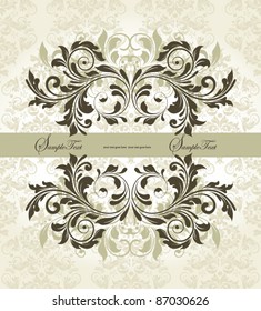 Invitation vintage card with floral ornament