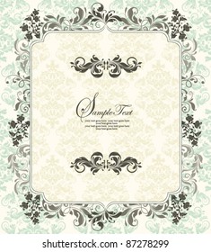 Invitation vintage card with floral ornament