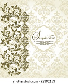 Invitation vintage card with floral ornament