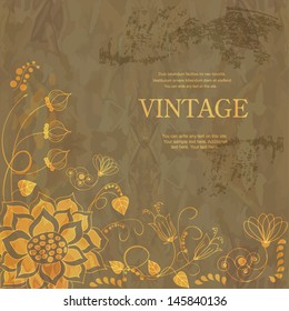 Invitation vintage card with floral  pattern