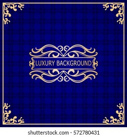 Invitation vintage card. Golden luxury background with frame. Template for design