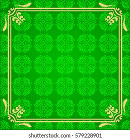 Invitation vintage card. Golden luxury background with frame. Template for design