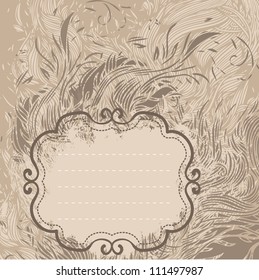 Invitation vintage card. Wedding or Valentine`s Day. Vector illustration in brown colors.