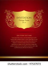 Invitation vintage frame greeting card, Vector illustration