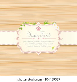 invitation vintage label vector frame pink