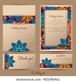 Invitation in vintage style with a mandala pattern in warm tones