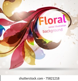 Invitation vintage vector colorful card with floral ornament with flower for retro design. Eps 10.