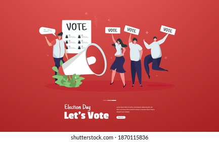 Invitation to vote for election day concept, A group of people said to vote illustration concept