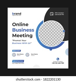 Invitation web banner to the business conference. web banner template design with vector.Social Media Banner and square Annual business conference Web Banner.