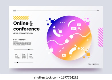 Invitation web banner to the online conference. Business webinar invitation design. Announcement poster concept. Modern abstract technology background with place for text. Vector eps 10.