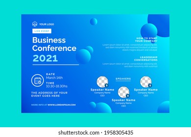 Invitation Web Banner To The Online Conference. Business Webinar Invitation Design. Announcement Poster Concept. Modern Abstract White Background With Place For Photos