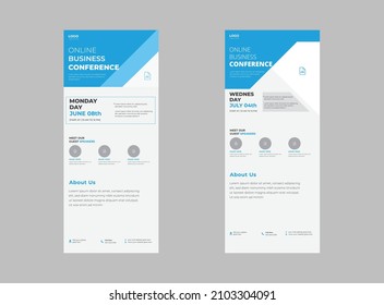 Invitation web banner to the online conference Roll Up Banner, Business webinar invitation design, Marketing Strategies live webinar banner invitation DL Flyer