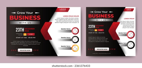 Invitation web banner to the online conference. Business webinar invitation design. Announcement poster concept. Modern abstract White background with place for photos	