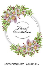 invitation for wedding, birthday, st.valentine's day, holiday. greeting card floral. floral background. exotic, tropical flowers