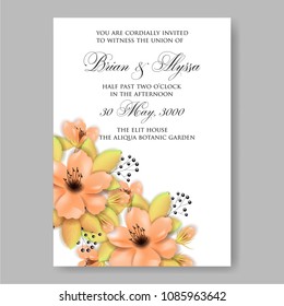 Invitation or wedding card with abstract floral background