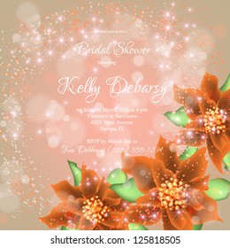 Invitation or wedding card with abstract floral background.