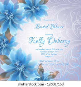 Invitation or wedding card with abstract floral background.