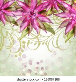 Invitation or wedding card with abstract floral background.