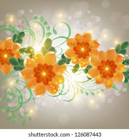 Invitation or wedding card with abstract floral background.