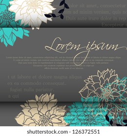 Invitation or wedding card with abstract floral background.