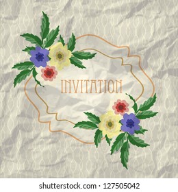 Invitation or wedding card with abstract floral background.