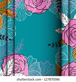 Invitation or wedding card with abstract floral background.