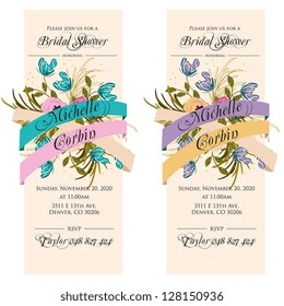 Invitation or wedding card with abstract floral background.