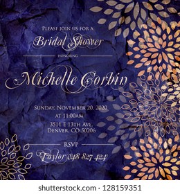 Invitation or wedding card with abstract floral background.