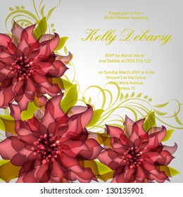 Invitation or wedding card with abstract floral background.