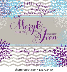 Invitation or wedding card with abstract floral background.