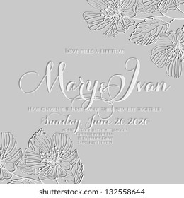 Invitation or wedding card with abstract floral background.