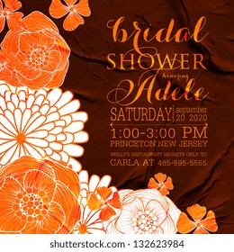 Invitation or wedding card with abstract floral background.