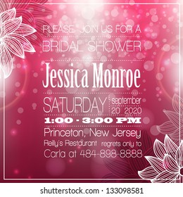 Invitation or wedding card with abstract floral background.