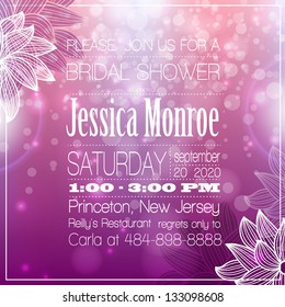 Invitation or wedding card with abstract floral background.