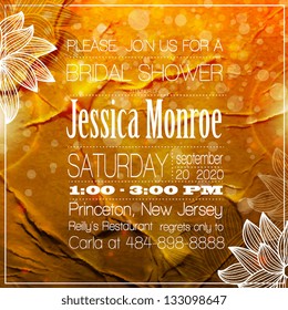 Invitation or wedding card with abstract floral background.