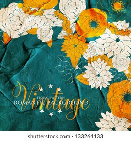 Invitation or wedding card with abstract floral background.