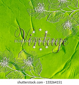 Invitation or wedding card with abstract floral background.