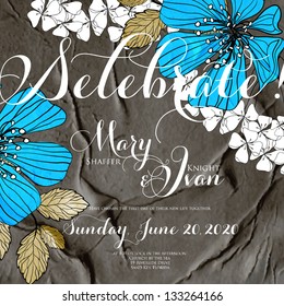 Invitation or wedding card with abstract floral background.