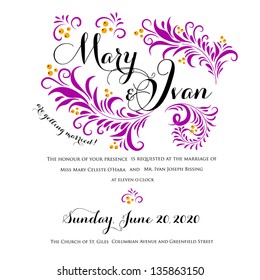 Invitation or wedding card with abstract floral background.