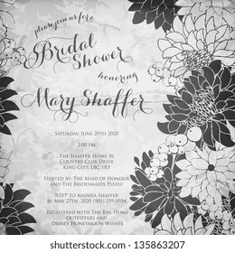Invitation or wedding card with abstract floral background.